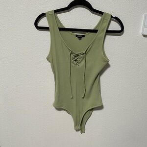 Green Lace-Up Bodysuit